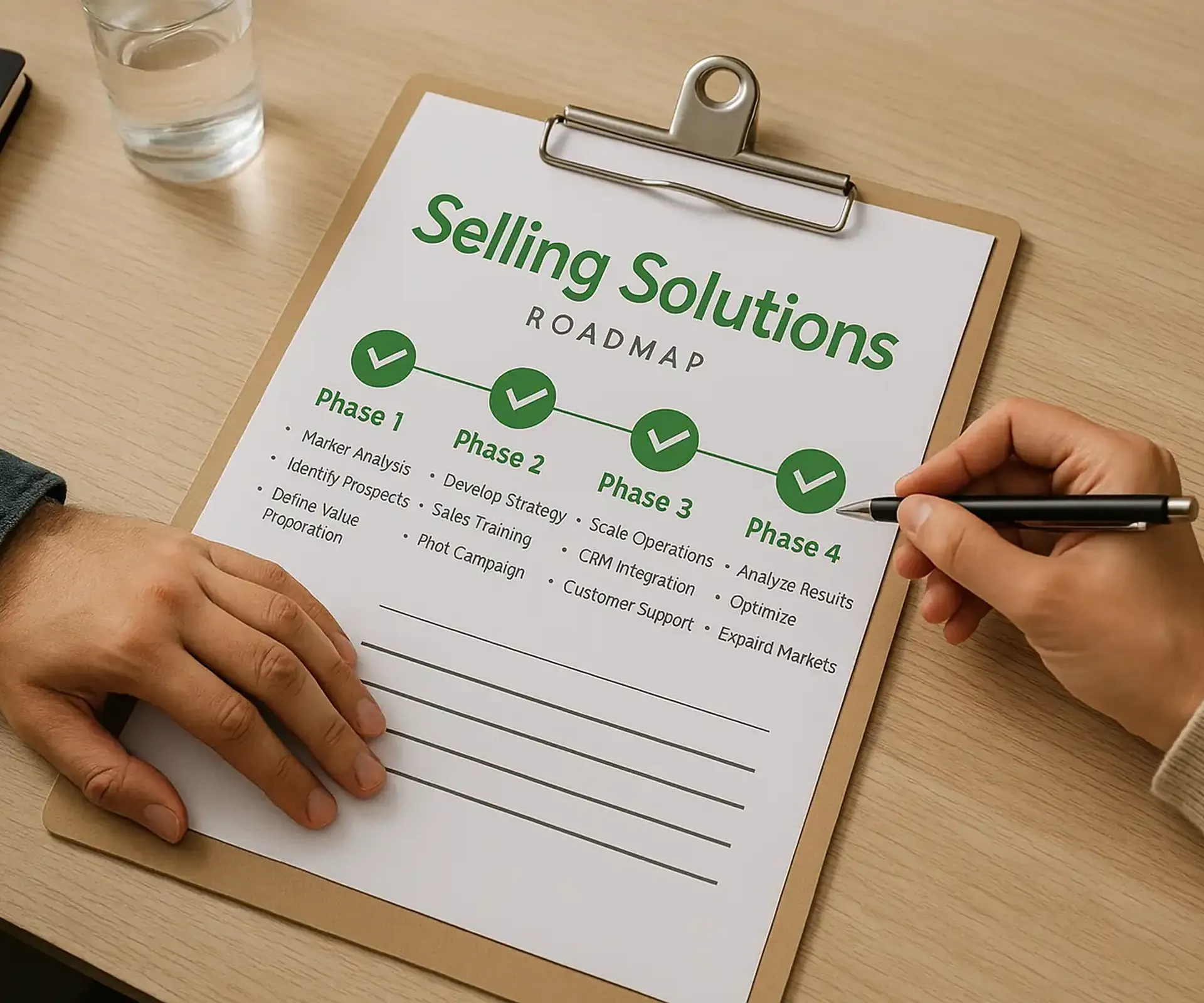 Sales strategy roadmap showing CRM, automation and lead scoring structure